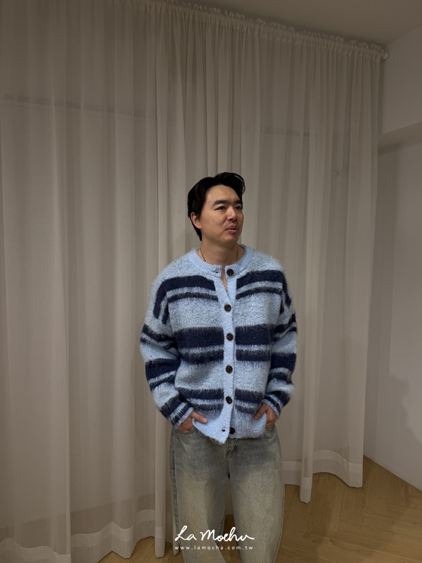 跳色針織羊毛開襟外套